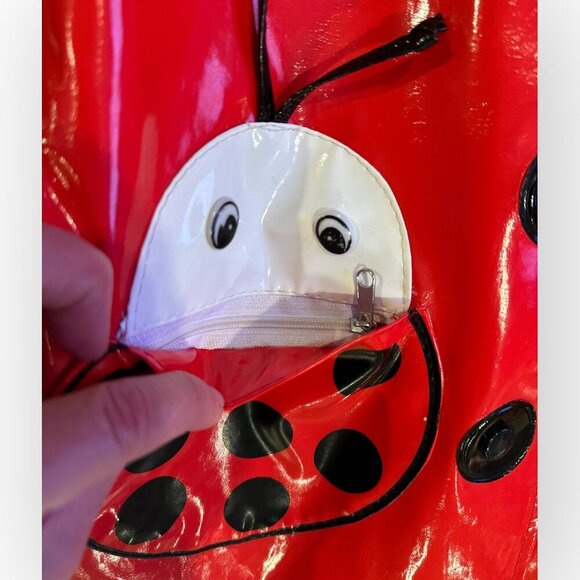Kidorable Kids Ladybug Raincoat Hooded Jacket Red Black Polka Dot Size Girls 4T - Picture 7 of 16